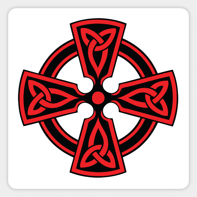 Red Celtic Cross Abstract Art Magnet by BruceALMIGHTY Baker